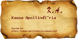 Kassa Apollinária névjegykártya